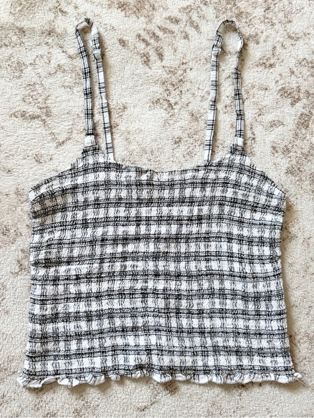 Hollister Black & White Textured Plaid Cami